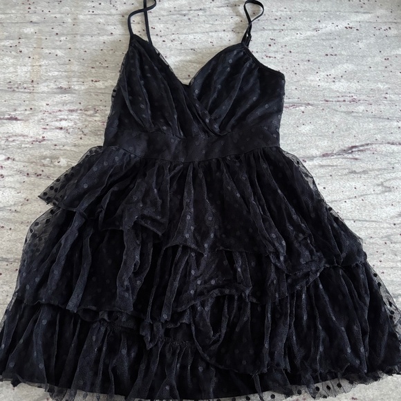 Abercrombie & Fitch Womens Black Polka Dot Tulle Cocktail Dress - Size S - Picture 1 of 6